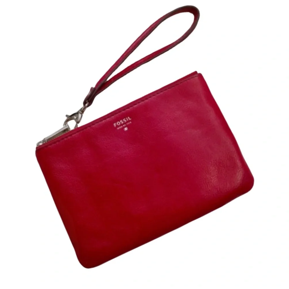Fossil Red Zippered Wristlet